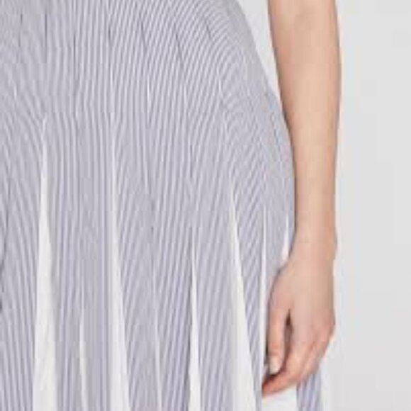 Women's Club Monaco Pleated Stripe Skirt - Navy/White size 2 - Picture 2 of 8